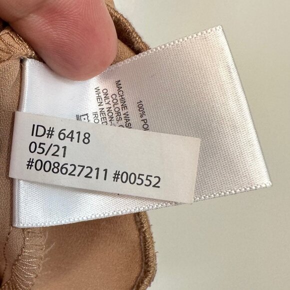 Express Tan Scallop Hem & Sleeve Crew Neck Blouse XL - Picture 13 of 13